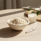 Calcite Crystal Chips in a ceramic bowl in a calm spiritual home setting