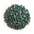 Close-up pile of Azurite crystal chips on a light background