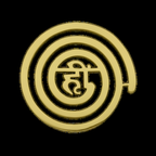Gold-brass Helix spiral decor on a plain black background
