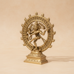 Natraj Ji statue in a warm studio setting, left three-quarter view