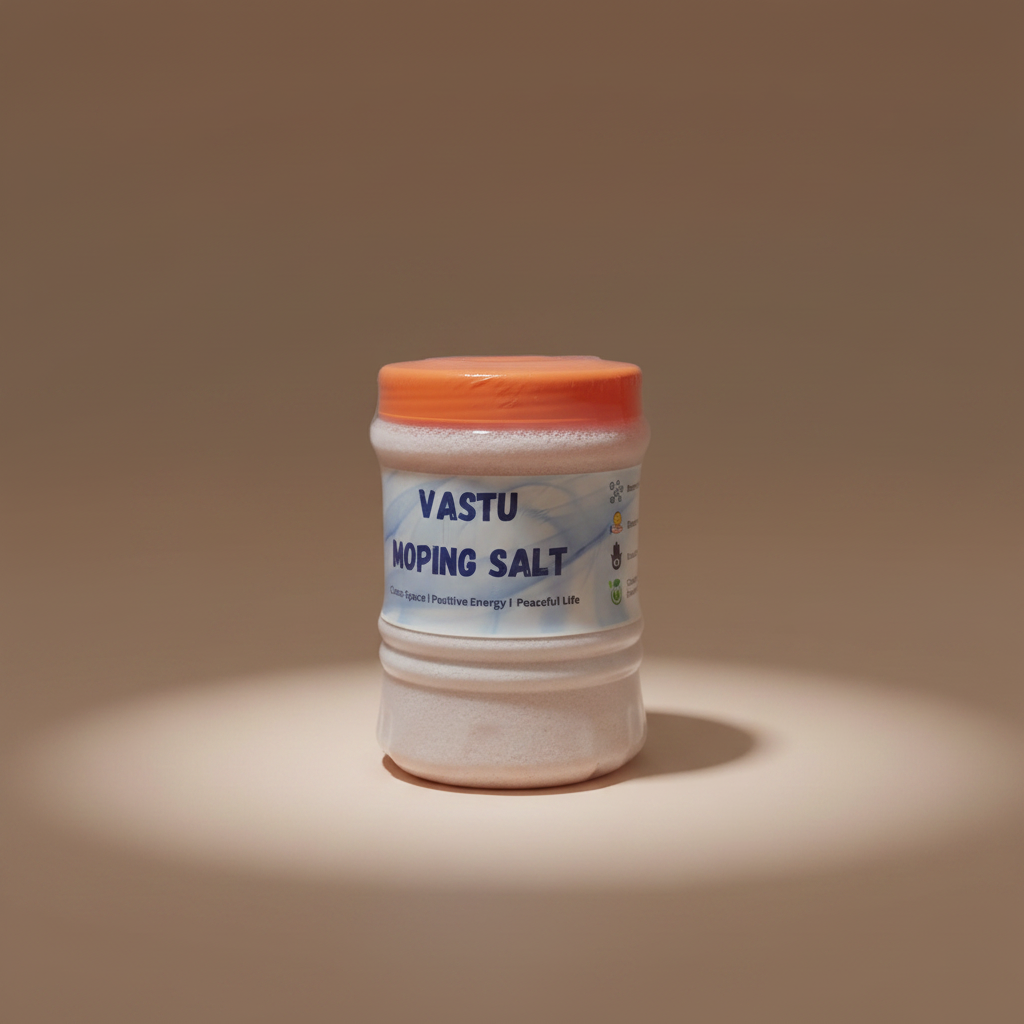 Vastu Mopping Salt container shown in a warm studio setting