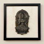 Square 1:1 close view of the detailed Laxmi framed devotional artwork
