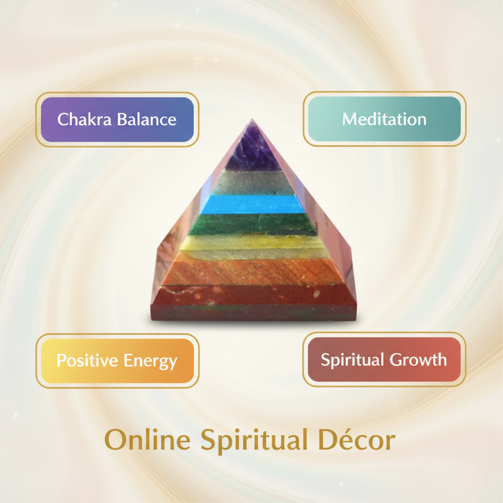 Natural 7 Chakra crystal pyramid with chakra balance, meditation, positive energy and spiritual growth benefits