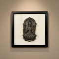 Square 1:1 Laxmi framed painting poster displayed on a warm neutral wall