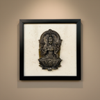 Square 1:1 Laxmi framed painting poster displayed on a warm neutral wall