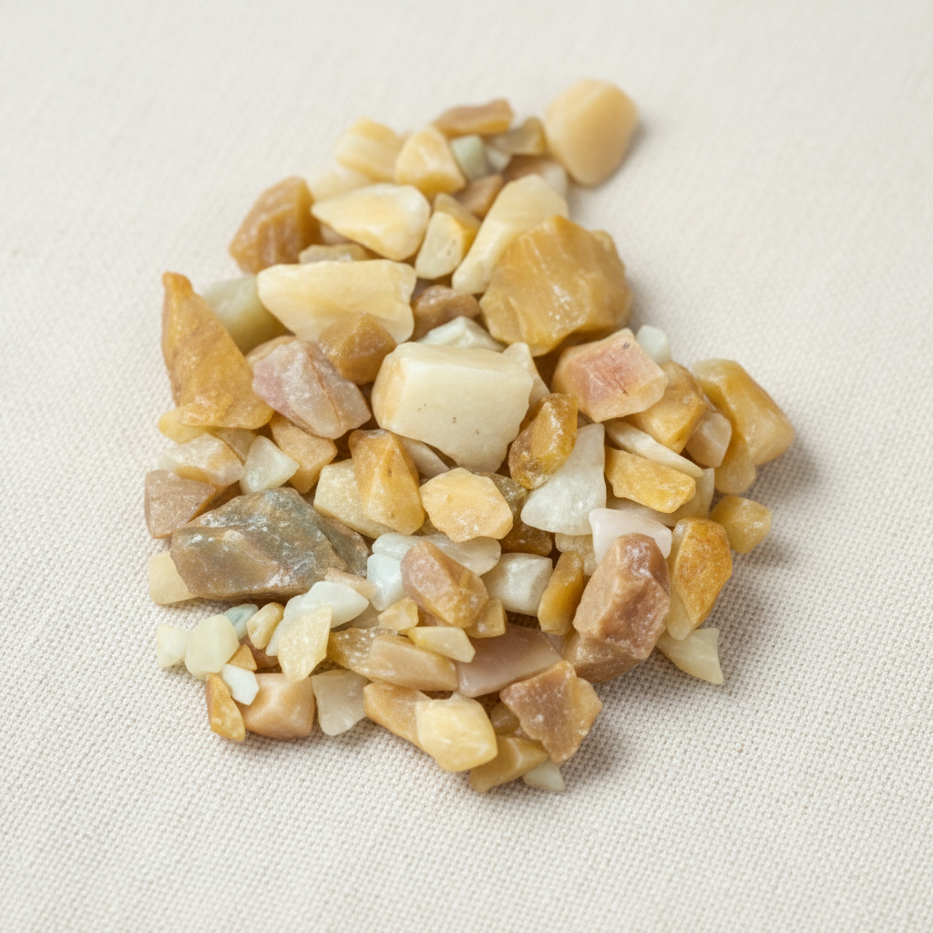 Close-up of irregular pale yellow, cream, honey, and soft green Yellow Jade Crystal Chips