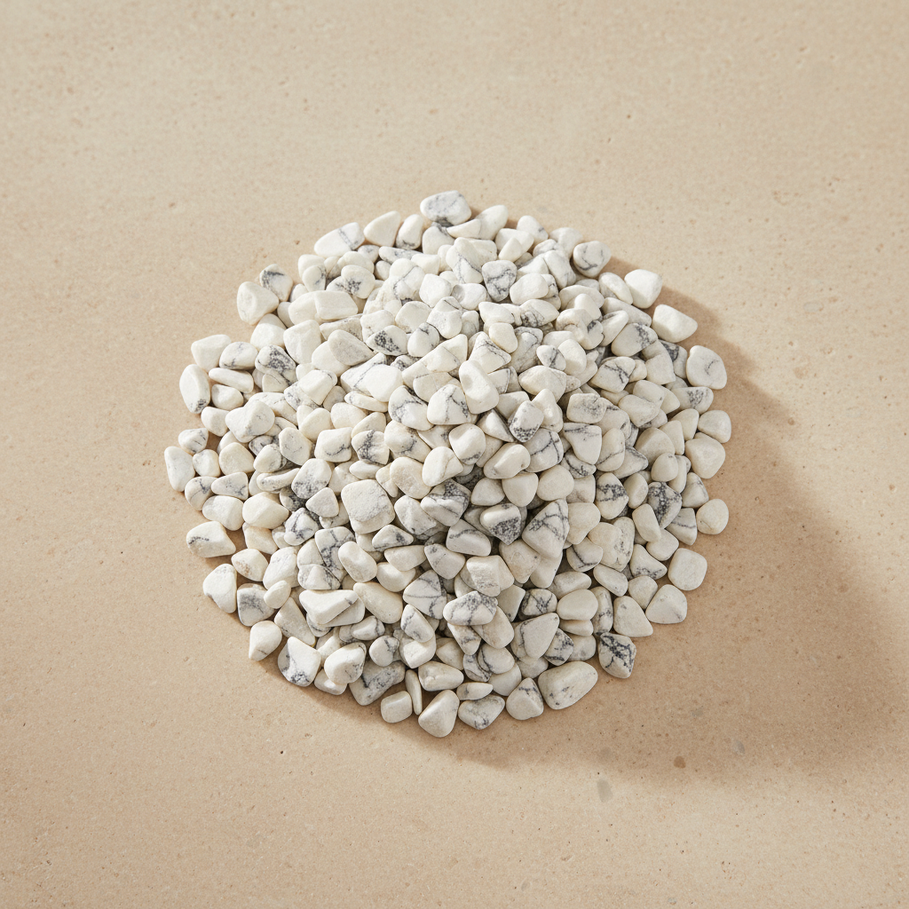 Howlite Crystal Chips arranged on a warm neutral stone surface