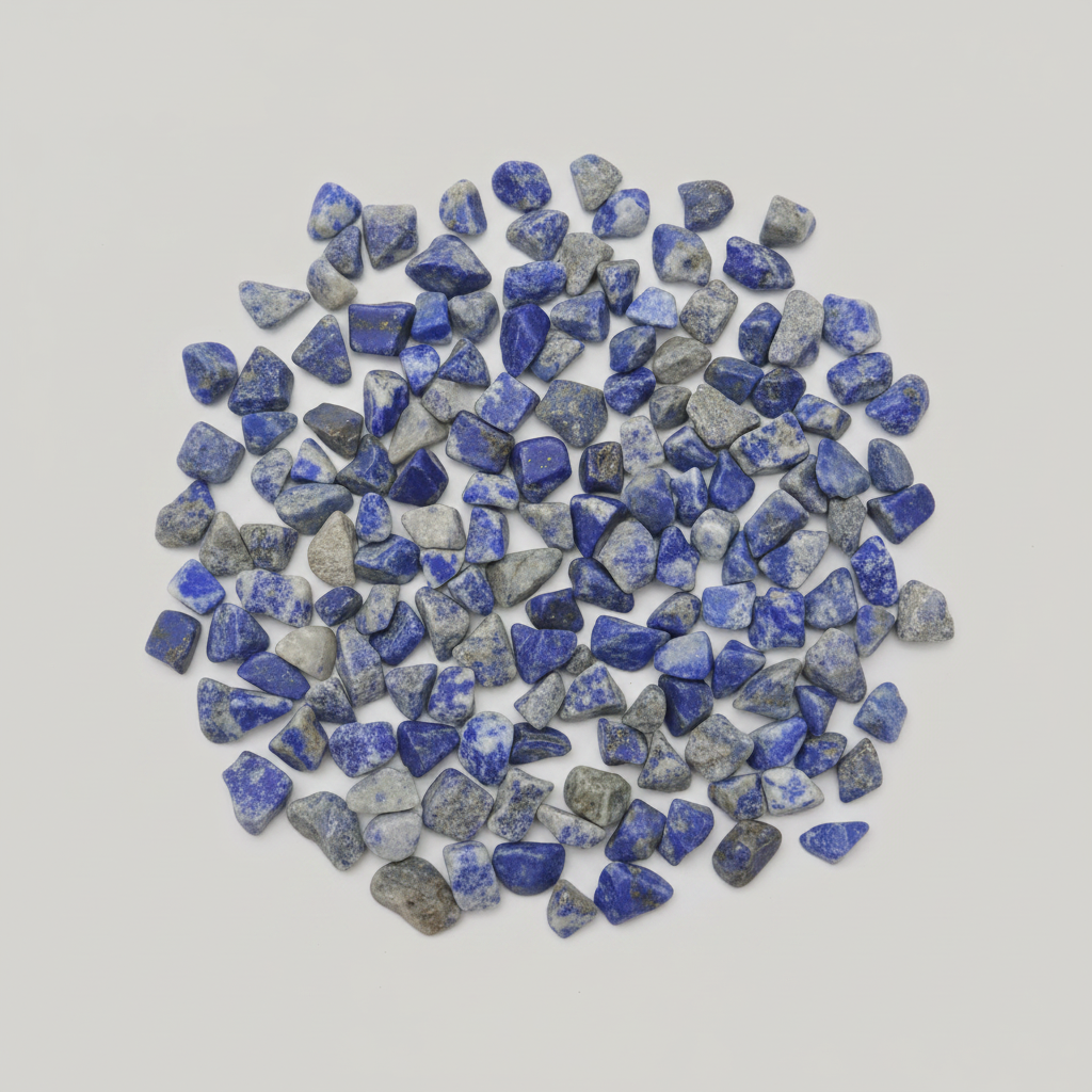 Close-up of natural Lapis Lazuli Chips with blue and grey variation