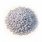 Close-up pile of Angelite crystal chips on a light background
