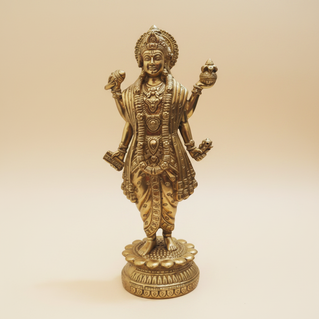 Dhanvantri Ji statue front three-quarter view