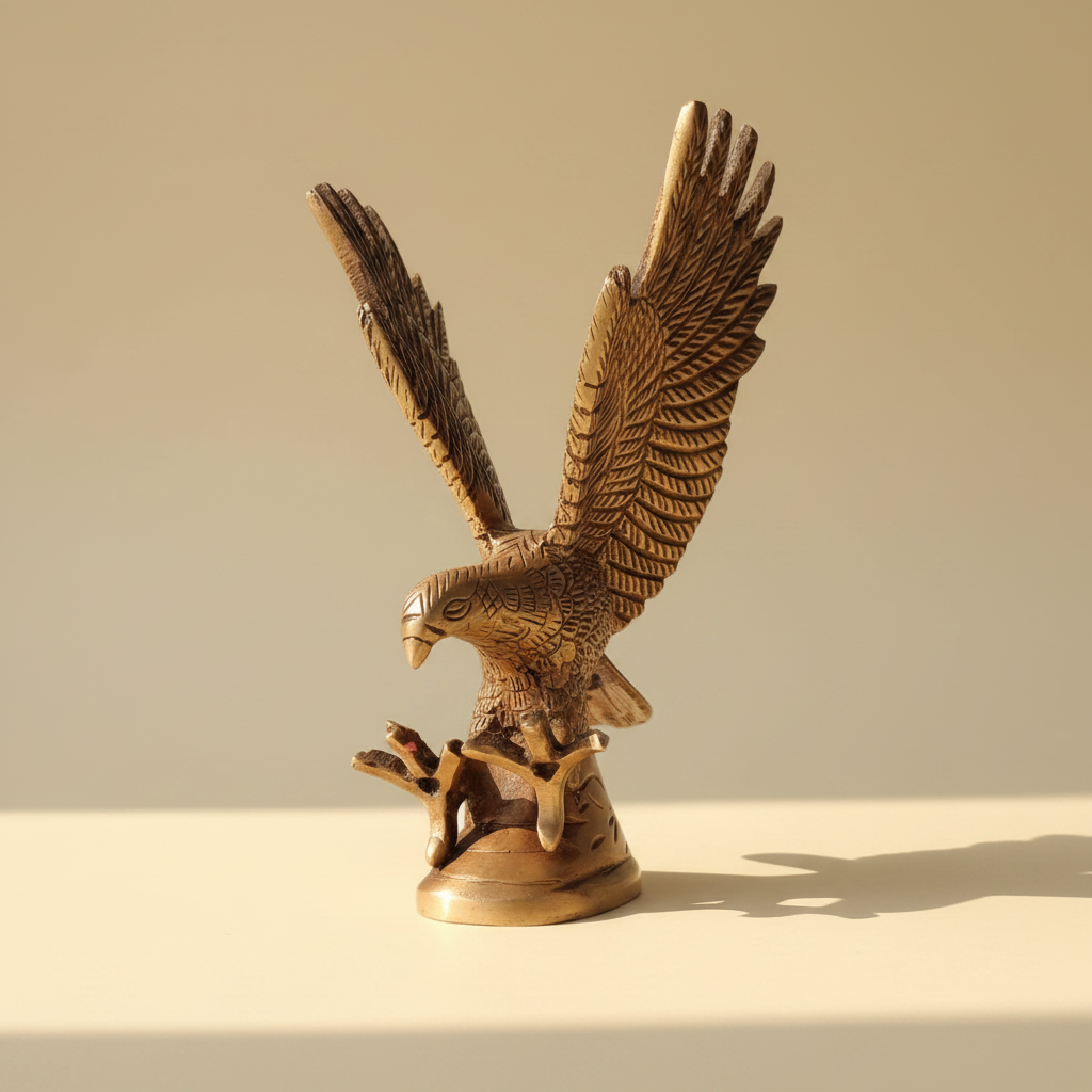 Antique-gold Eagle Idol centered on a warm studio background