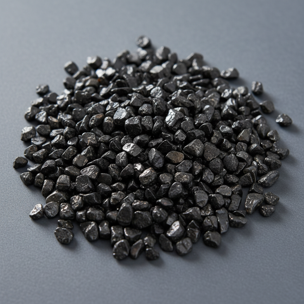 Close-up of natural Black Tourmaline tumbled stones and charcoal crystal chips