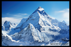 Close view of the snow-covered Mount Everest painting poster