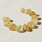 Close-up of irregular translucent yellow and pale golden Yellow Sapphire Crystal Chips