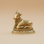 Nandi Ji murti in a warm studio setting, elevated front view