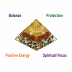 Navgrah crystal pyramid with balance, protection, positive energy and spiritual focus labels
