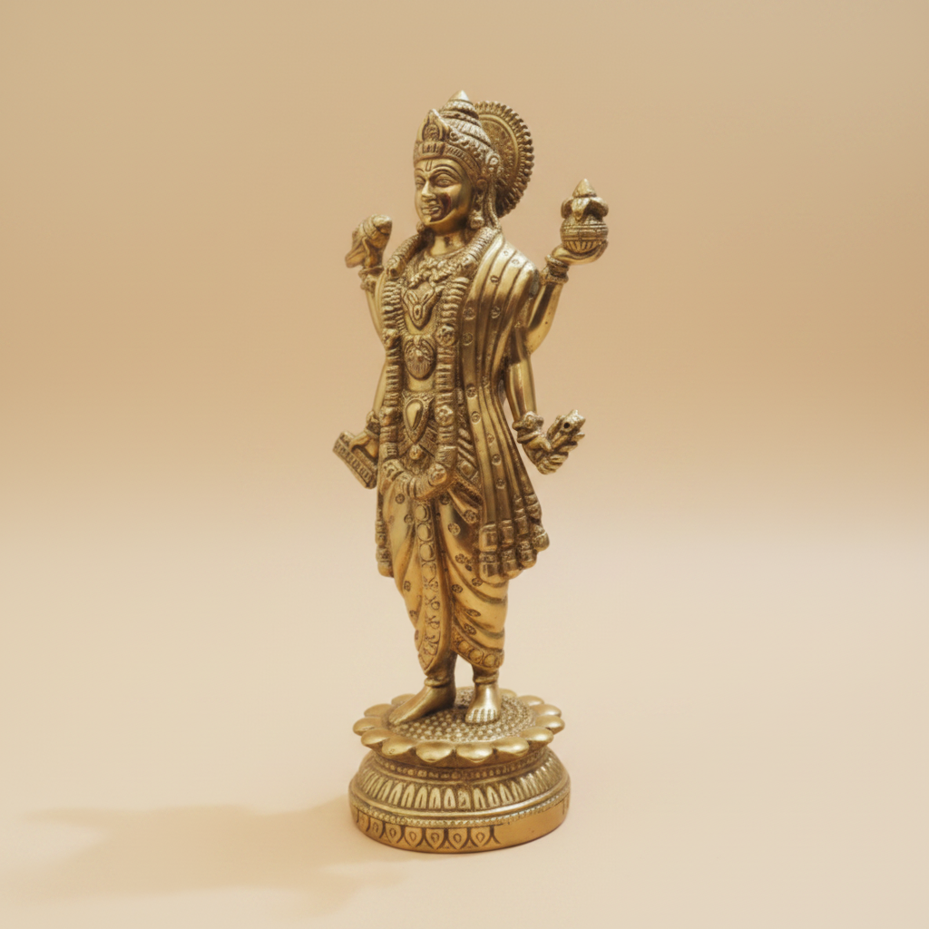 Dhanvantri Ji statue left three-quarter view