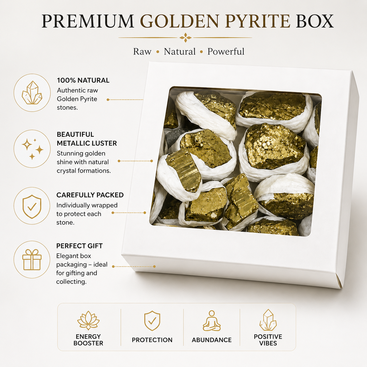 Raw Golden Pyrite Crystal Cluster for Prosperity & Protection - Premium Quality