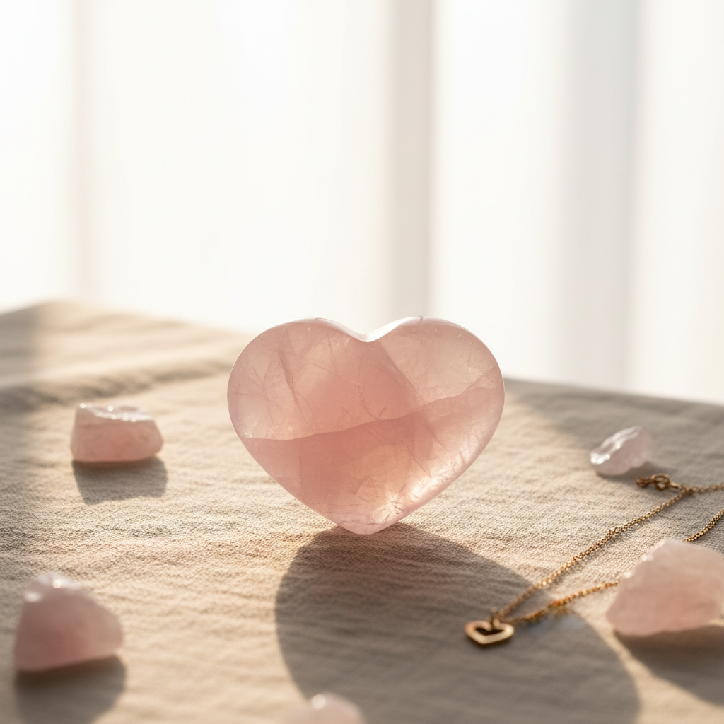 Rose Quartz Heart - Premium
