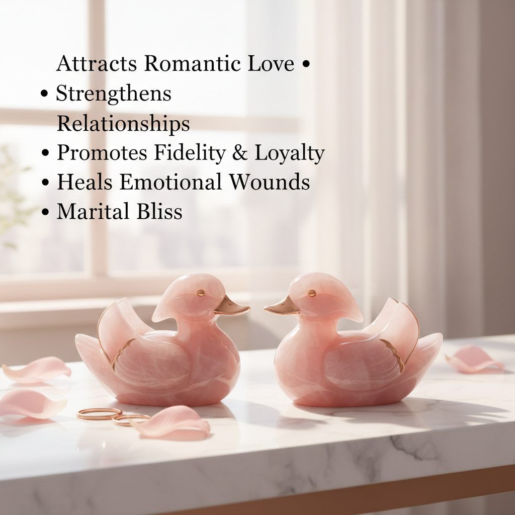 Rose Quartz Mandarin Duck Pair - Benefits