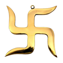 Gold-brass Swastik spiritual and Vastu decor piece